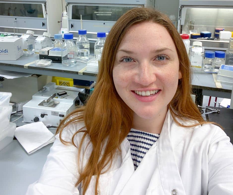 PHD researcher Leah Ambler in the lab